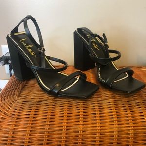 black lulus sandals with heel